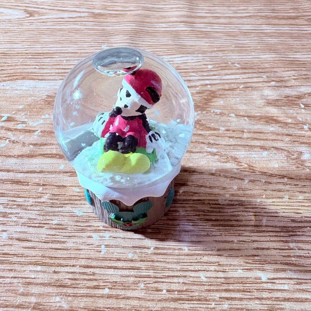 Clear 3" Disney Mickey Mouse Snow-globe Figurine Snowed Rim